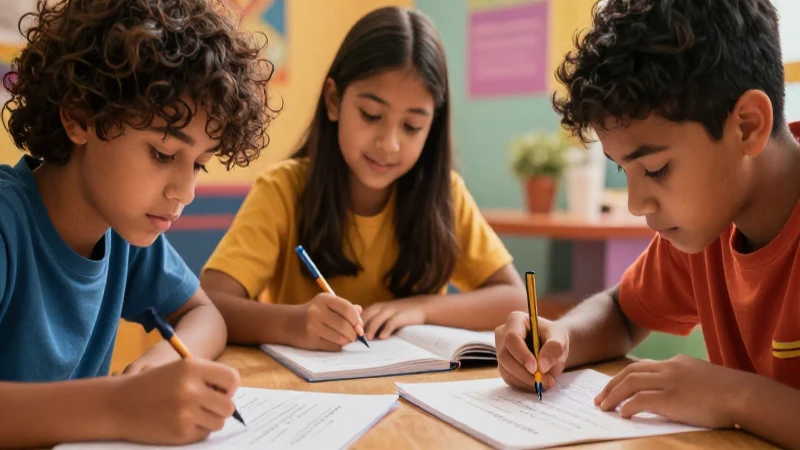 Lenguajes Tercer grado de Telesecundaria (2025-2026) 20 Estudiantes diversos aprenden idiomas en ilustración vibrante