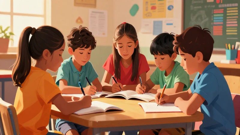 Niños estudian juntos con luz dramática