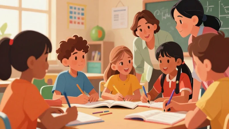 Niños aprenden alegremente bajo una luz cálida
