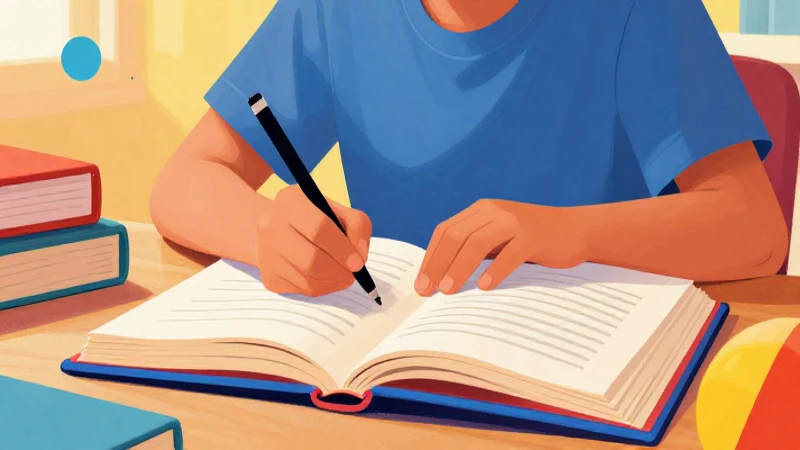 Ilustración vibrante muestra a un estudiante aprendiendo