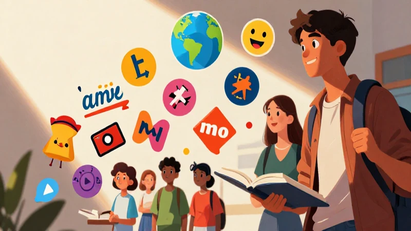 Ilustración vibrante y moderna sobre estudiantes adolescentes
