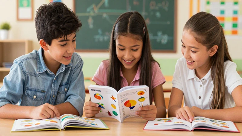 Ilustración académica vibrante: estudiantes estudiando juntos