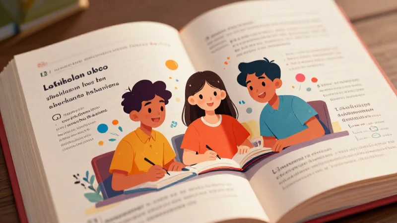 Estudiantes aprenden idiomas en ilustración académica alegre