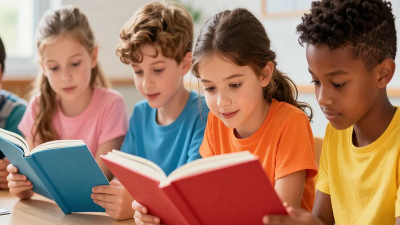 Niños diversos leen con iluminación profesional