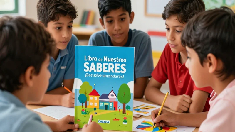 Niños diversos aprenden juntos en colores vibrantes