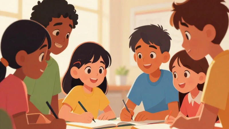 Niños diversos aprenden en ilustración colorida y cercana