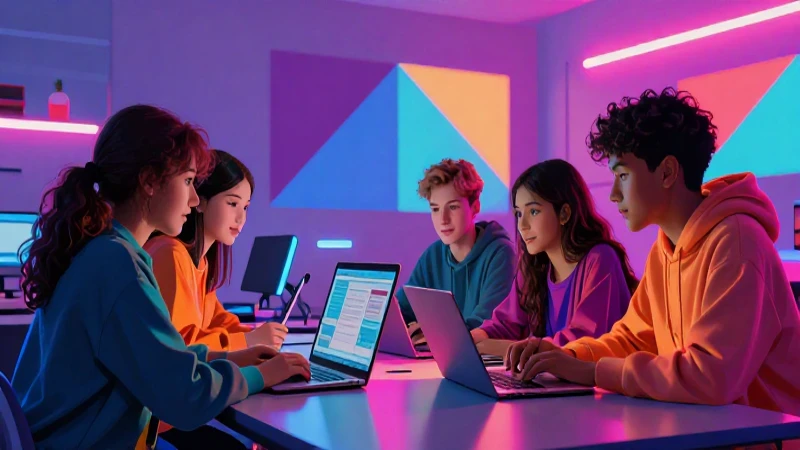 Estudiantes aprenden tecnología con arte vibrante