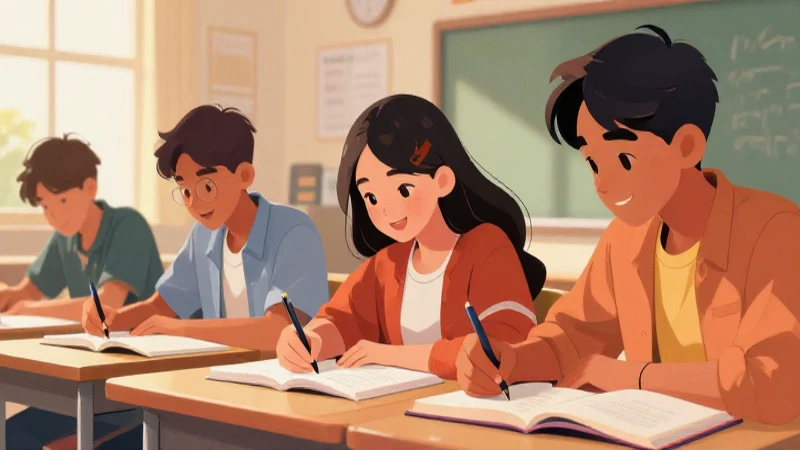 Ilustración vibrante y moderna de estudiantes jóvenes