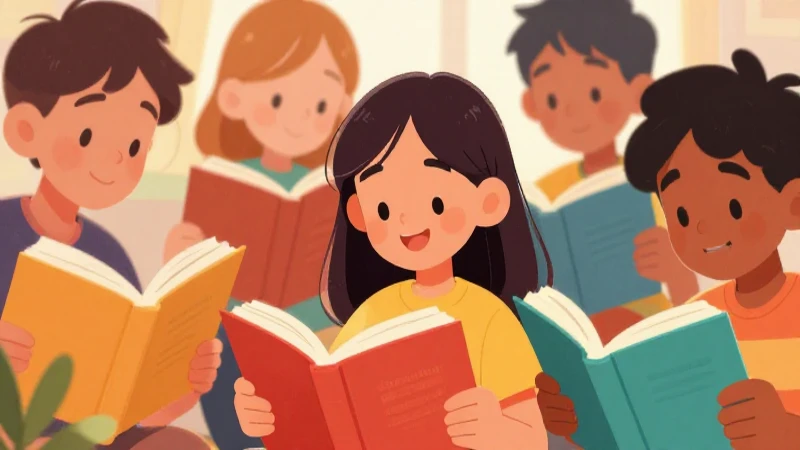 Niños diversos leen juntos, jovial y vibrante