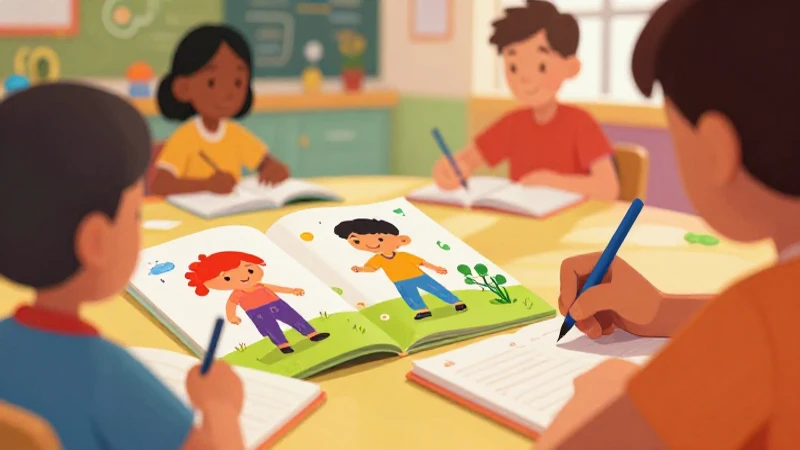Ilustración infantil alegre y educativa, estilo libro escolar mexicano