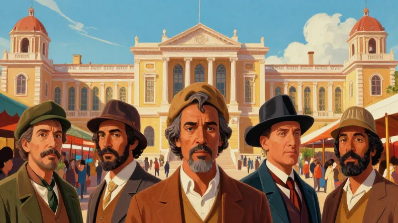 Ilustración artística colonial, rica y detallada