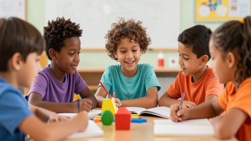 Niños diversos aprenden con alegría y color