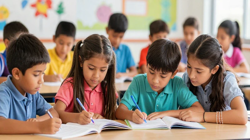 Niños aprenden alegres en ilustración académica