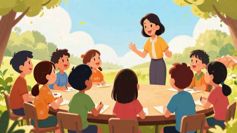Niños aprenden al aire libre con alegría