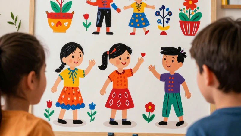 Niños celebran arte folclórico mexicano vibrante