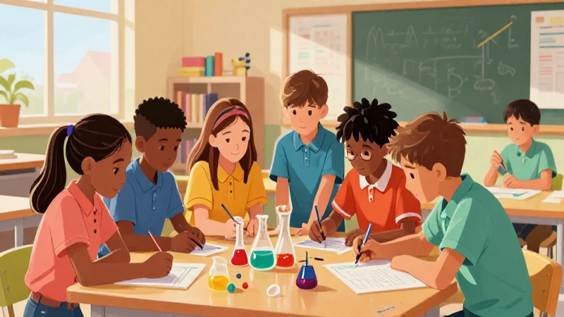 Niños colaboran en un proyecto científico vibrante