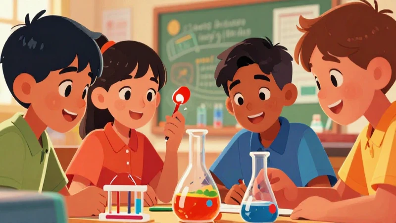 Niños colaboran en ciencia con colores vibrantes