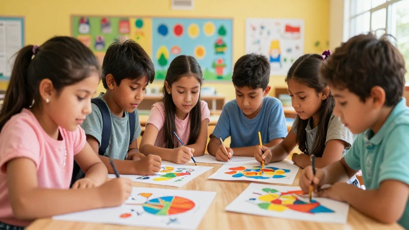 Niños crean arte educativo mexicano vibrante