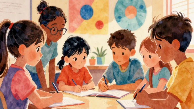 Niños aprenden juntos en arte mexicano vibrante
