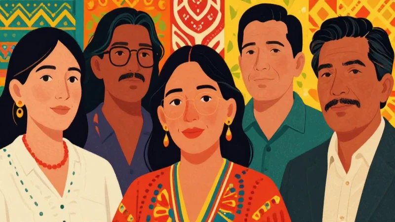 Ilustración educativa vibrante con estilo latinoamericano