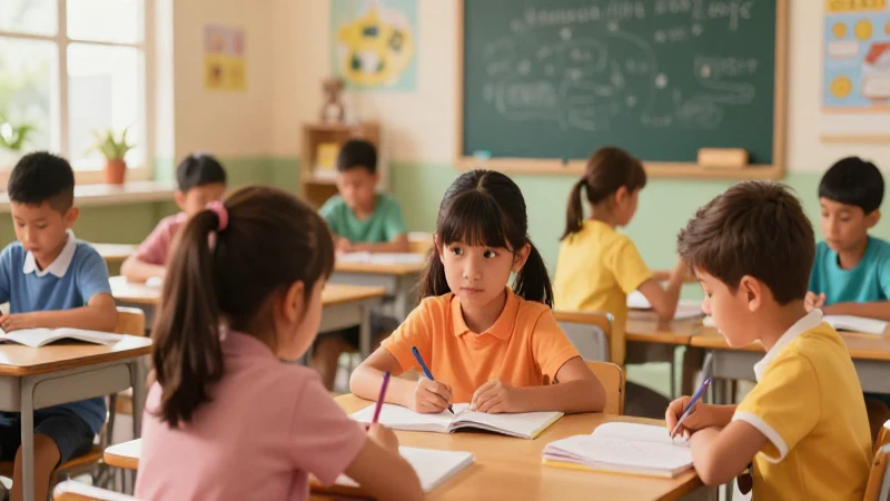 Ilustración vibrante y diversa de estudiantes aprendiendo