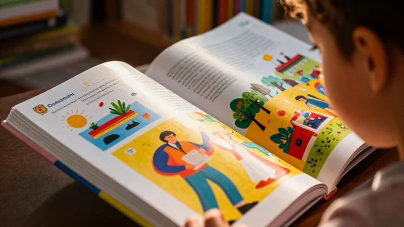 Libro abierto cautiva al estudiante con color