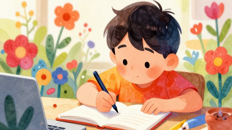 Libros de texto gratuitos para Segundo grado de Preescolar (2025-2026) 13 Niño aprende entre flores en acuarela vibrante