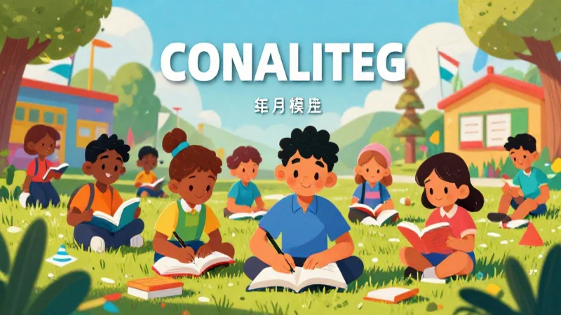 Ilustración vibrante y diversa sobre aprendizaje infantil al aire libre