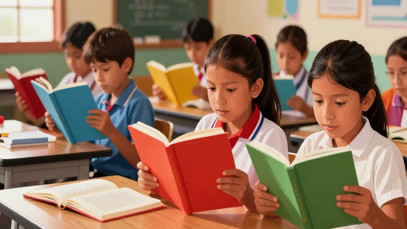 Niños mexicanos aprenden en ilustraciones vibrantes