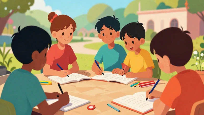 Libro escolar mexicano: niños aprenden alegremente afuera