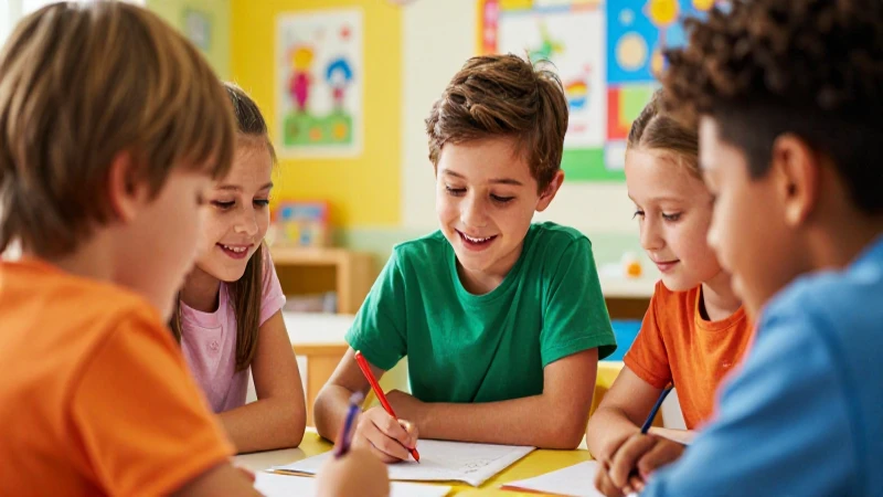 Niños aprenden juntos en arte vibrante