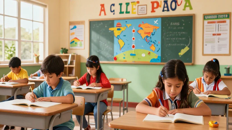 Niños aprenden con colores en clase