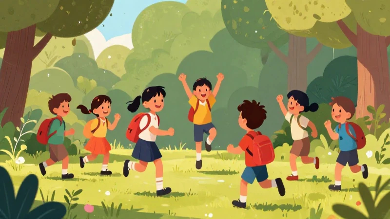 Ilustración educativa y vibrante de niños aprendiendo