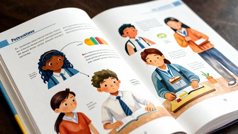 Estudiantes aprenden con libro ilustrado moderno
