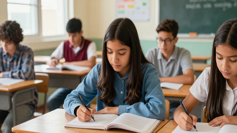 Ilustración vibrante muestra estudiantes en clase