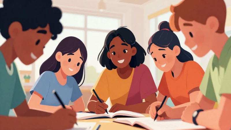 Jóvenes estudian juntos con estilo moderno
