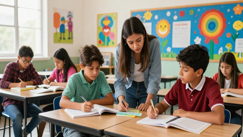 Aula vibrante y colaborativa, estilo mexicano moderno