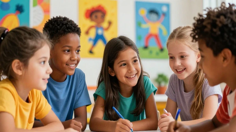 Niños diversos aprenden en ilustración vibrante y moderna