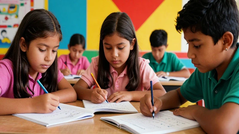 Clase mexicana vibrante con jóvenes aprendiendo matemáticas