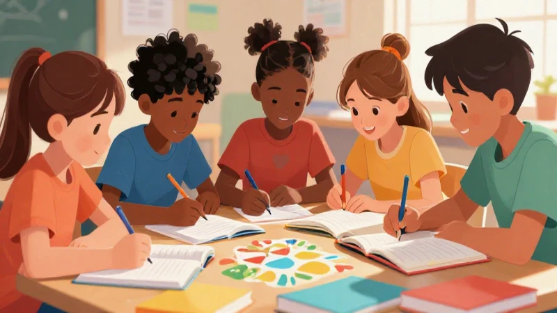 Niños diversos aprenden con ilustraciones coloridas