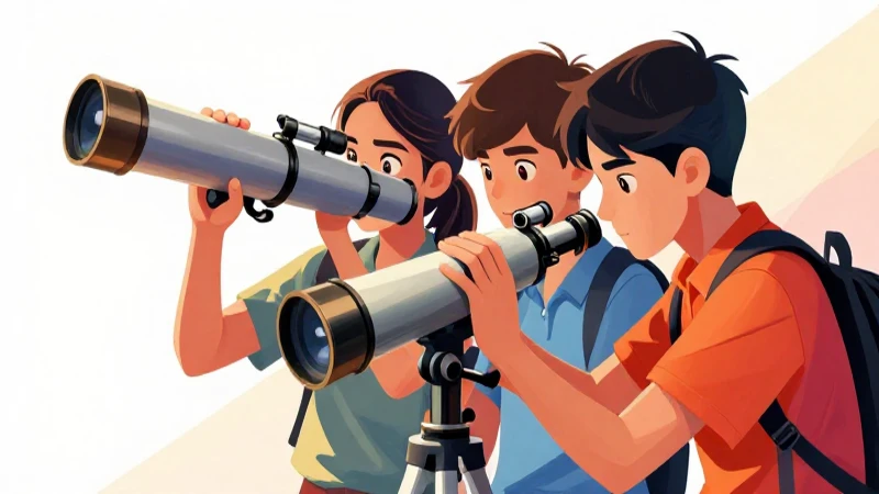 Estudiantes observan juntos con telescopios