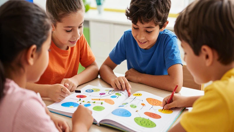 Niños aprenden ciencia alegremente con ilustraciones vibrantes