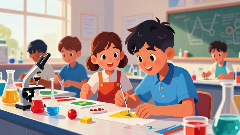 Ilustración vibrante y educativa sobre ciencia