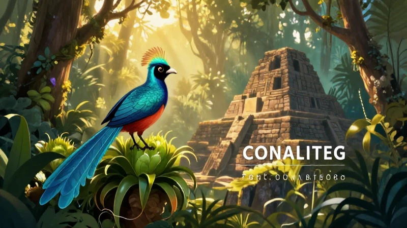 Bosque nuboso andino con quetzal y ruinas