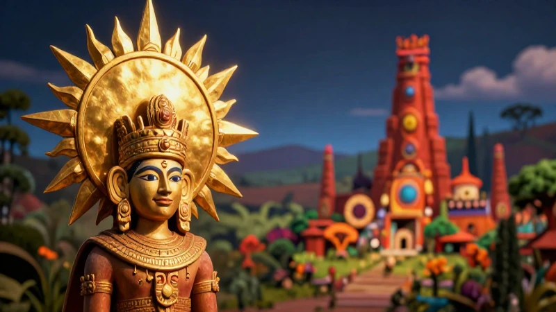 Estatuilla incaica con brillo solar teatral