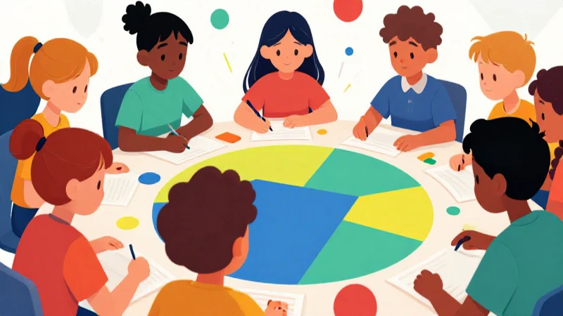 Niños diversos aprenden en arte educativo brillante