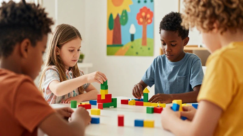 Múltiples lenguajes Primer grado de Preescolar (2025-2026) 21 Niños juegan bloques con arte educativo