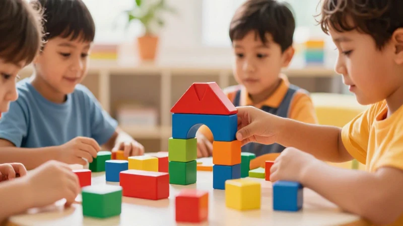 Múltiples lenguajes Primer grado de Preescolar (2025-2026) 22 Niños juegan bloques en ambiente educativo vibrante