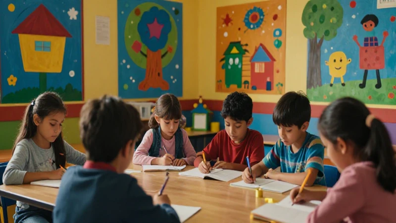 Aula infantil colorida y llena de aprendizaje
