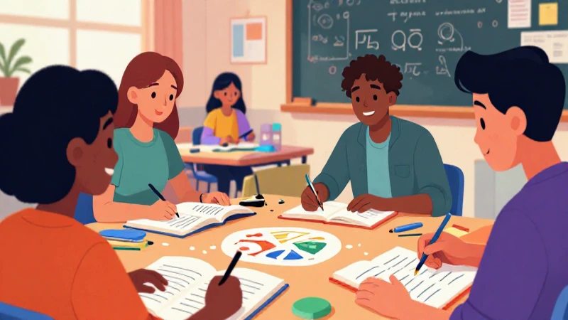 Estudiantes diversos aprenden idiomas en escena llamativa